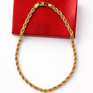 Statement Engraved Italy 18k Gold filled Rope Chain men women Necklace luxury